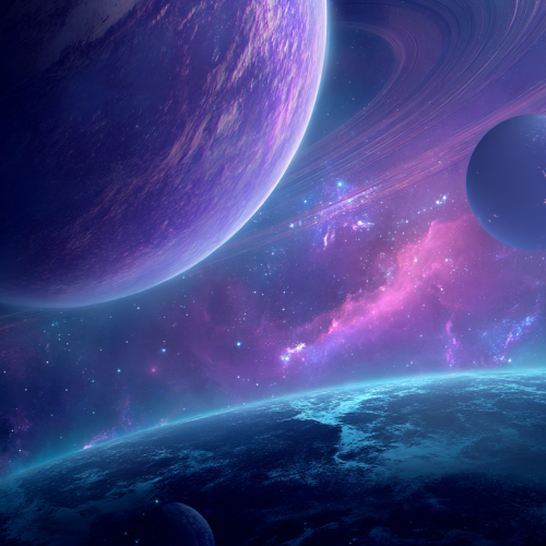 a space scene with planets