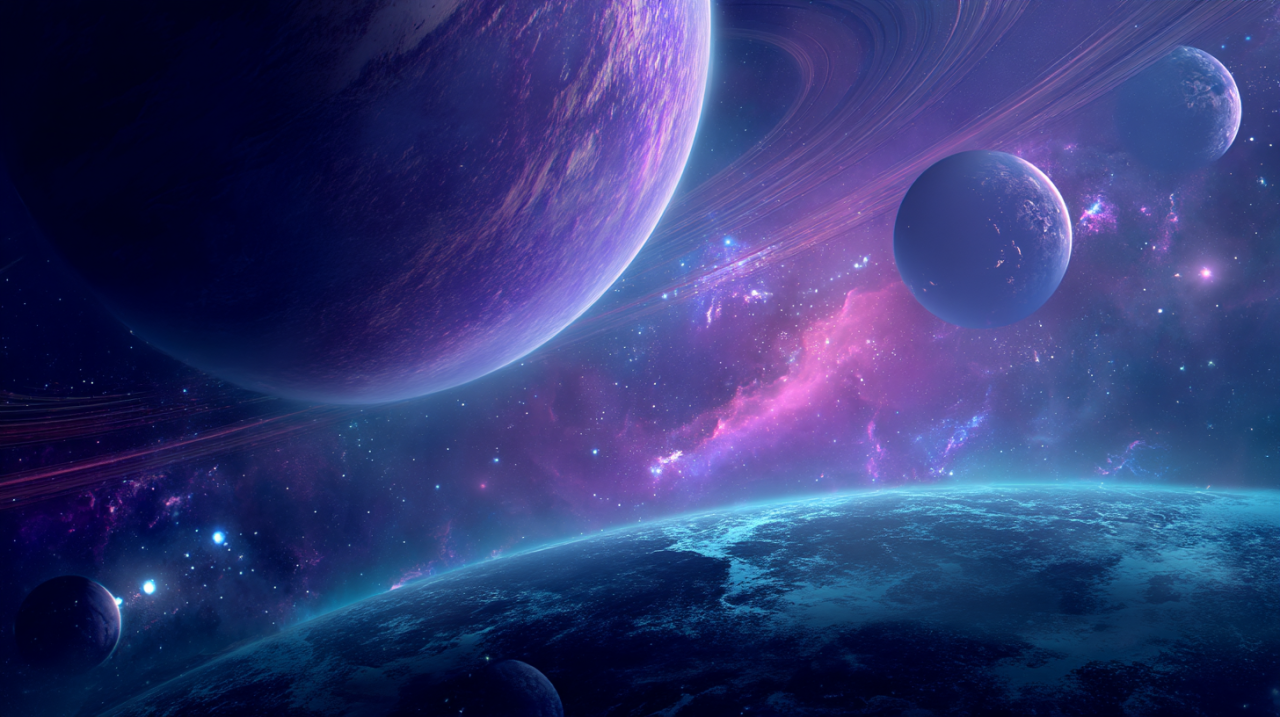 a space scene with planets